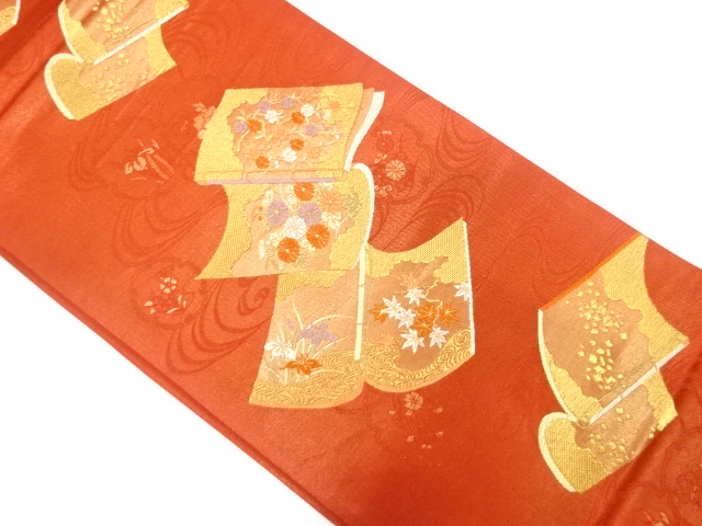 読み本に花模様織り出し袋帯